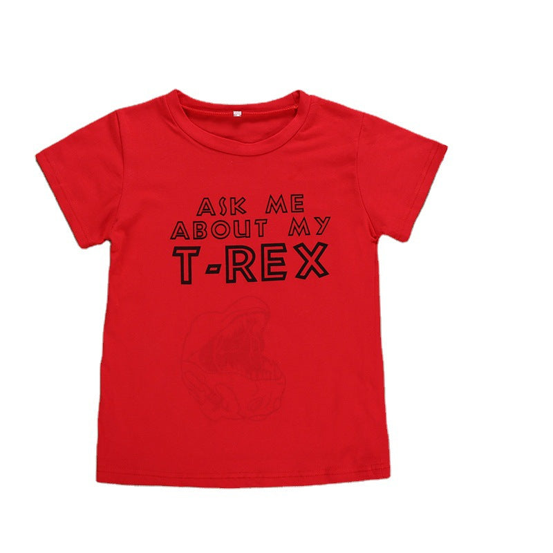 Camiseta de Algodón con Dinosaurio de Dibujos para Niño — Estampado Infantil