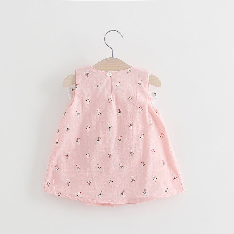 Falda Halter con Estampado Floral y Lazo para Niña — Algodón