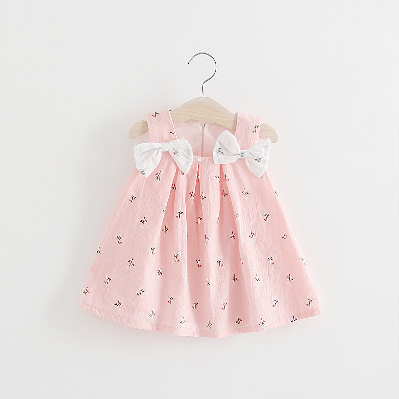 Falda Halter con Estampado Floral y Lazo para Niña — Algodón