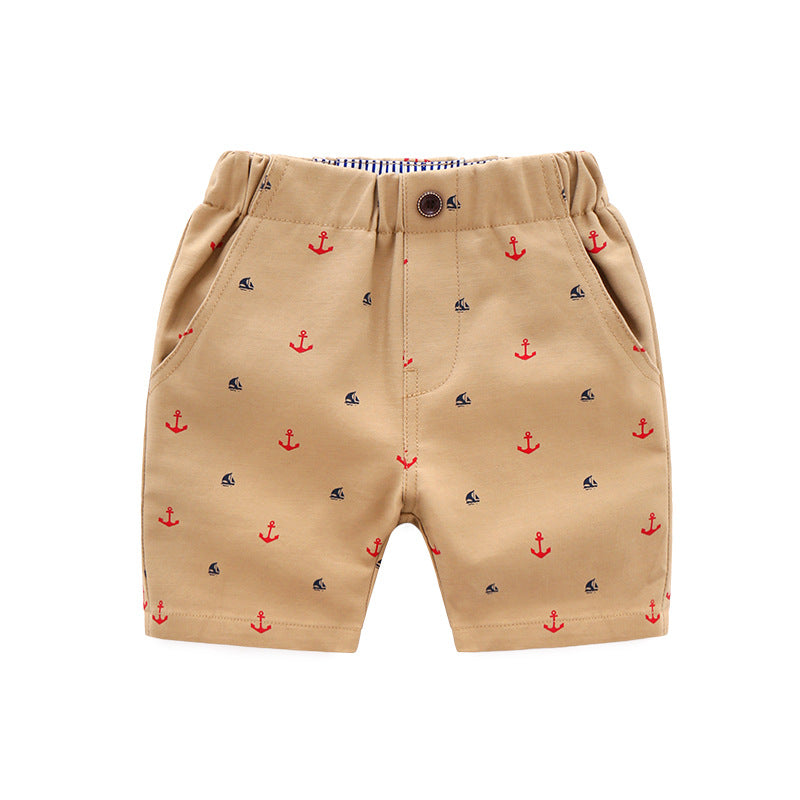 Pantalones Cortos con Estampado de Anclas para Niños — Algodón 95% Verano