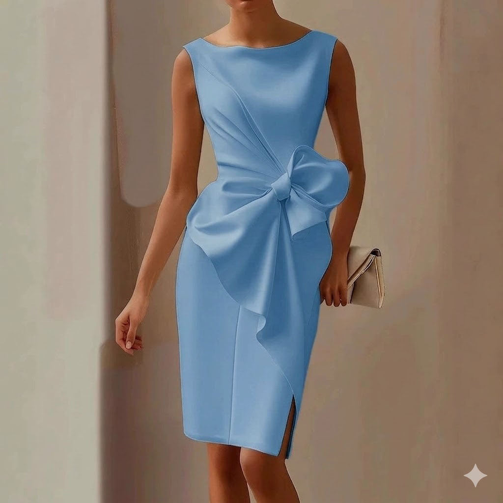 Vestido midi sin mangas con lazo