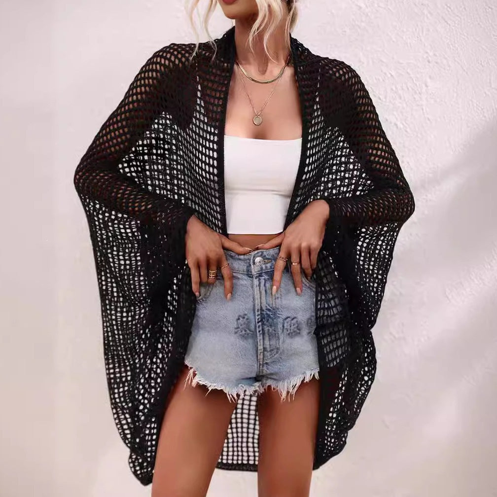Chal de vacaciones, prenda de abrigo para mujer, cárdigan calado, prenda de protección solar