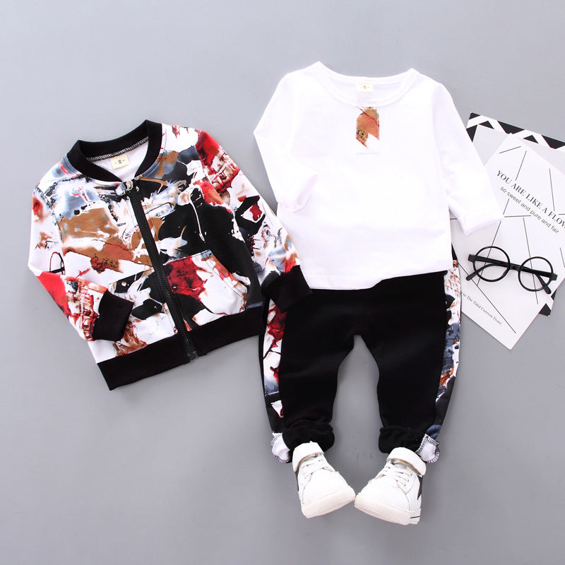 Conjunto de niño de tres piezas con manga larga — estilo coreano