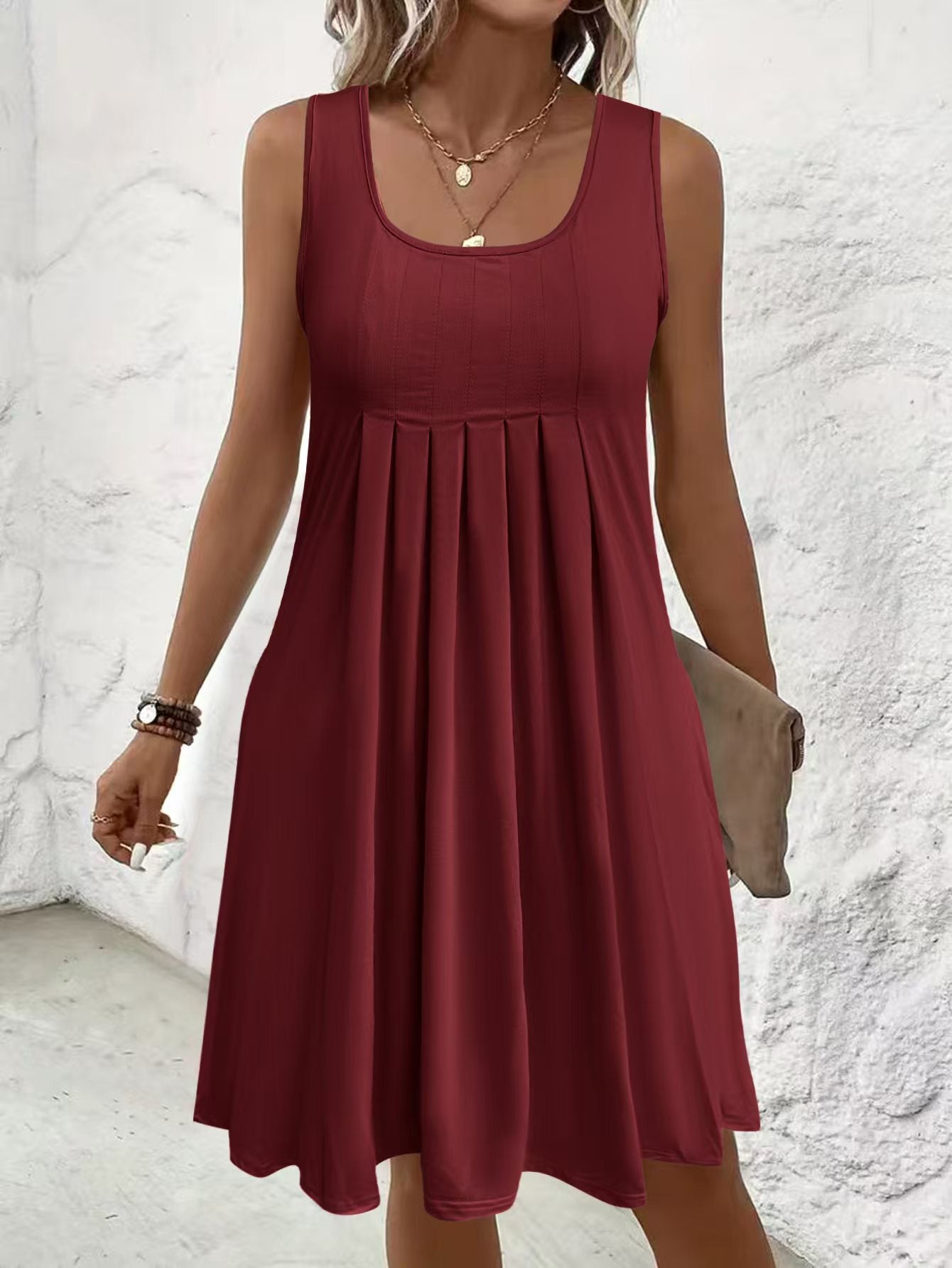 Vestido informal holgado sin mangas con bolsillos