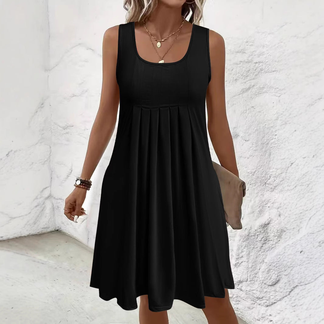 Vestido informal holgado sin mangas con bolsillos