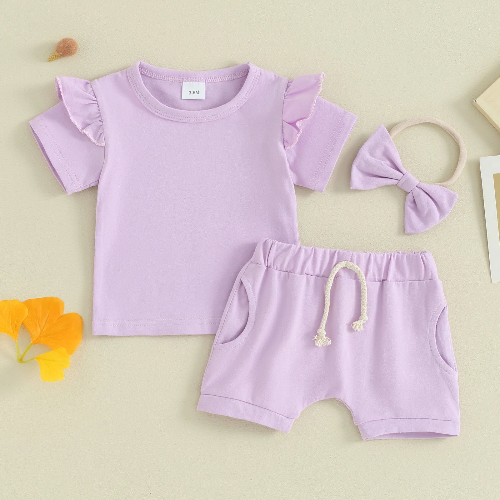 Conjunto de Lino de 3 Piezas para Niña — Natural y Fresco Verano