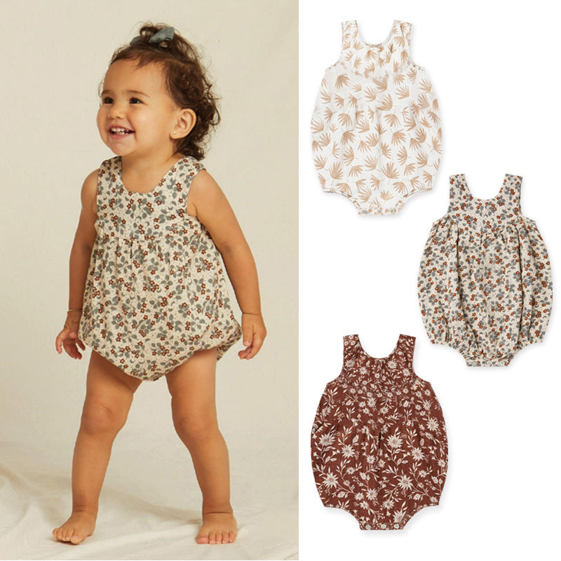 Pelele de Verano para Bebé de Algodón con Estampado Floral