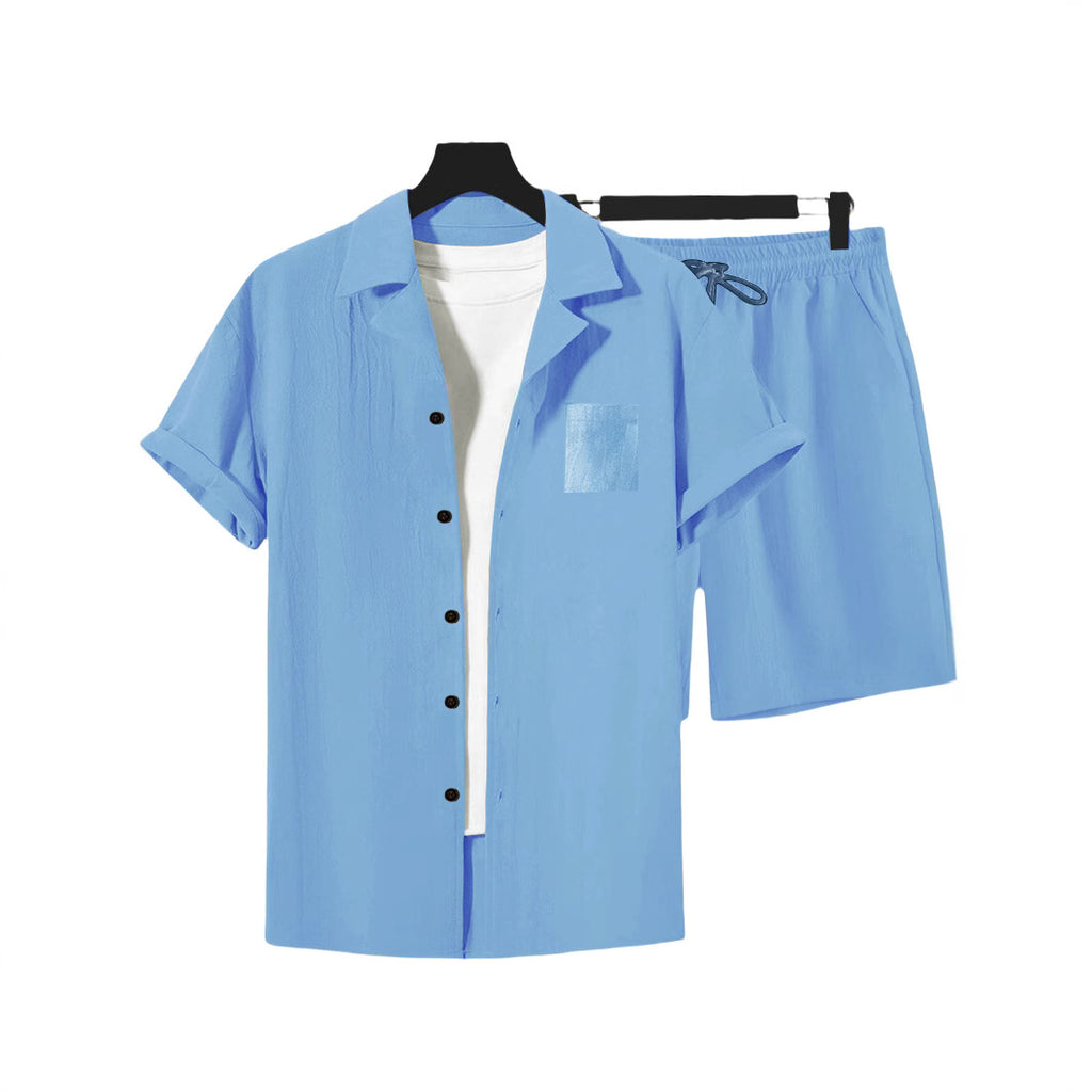 Camisa de Lino Casual Holgada con Cuello Solapa para Hombre