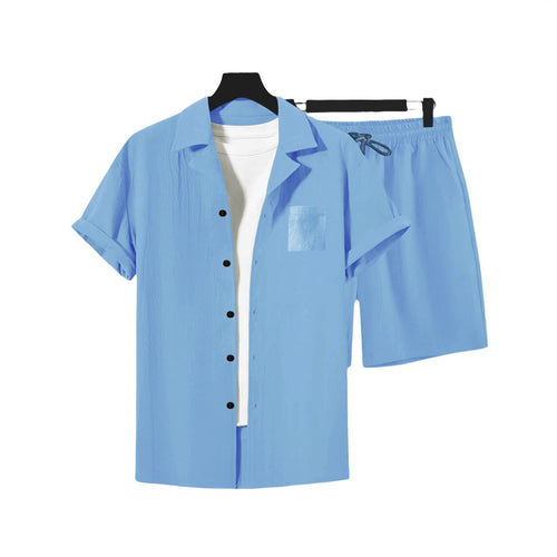 Camisa de Lino Casual Holgada con Cuello Solapa para Hombre
