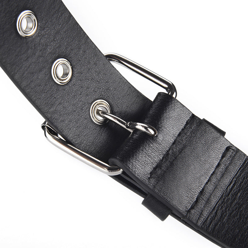 Cinturón de pantalón estilo punk con hebilla ancha y versátil, remache de estrella de cinco puntas.