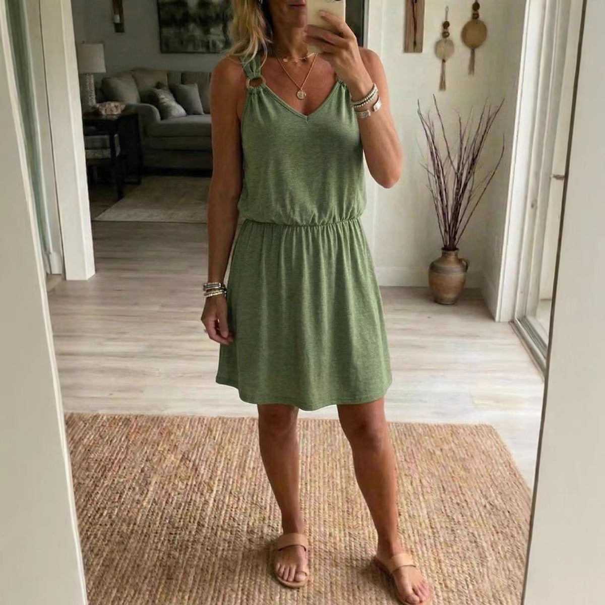 Women's Casual Sleeveless V-Neck Dress