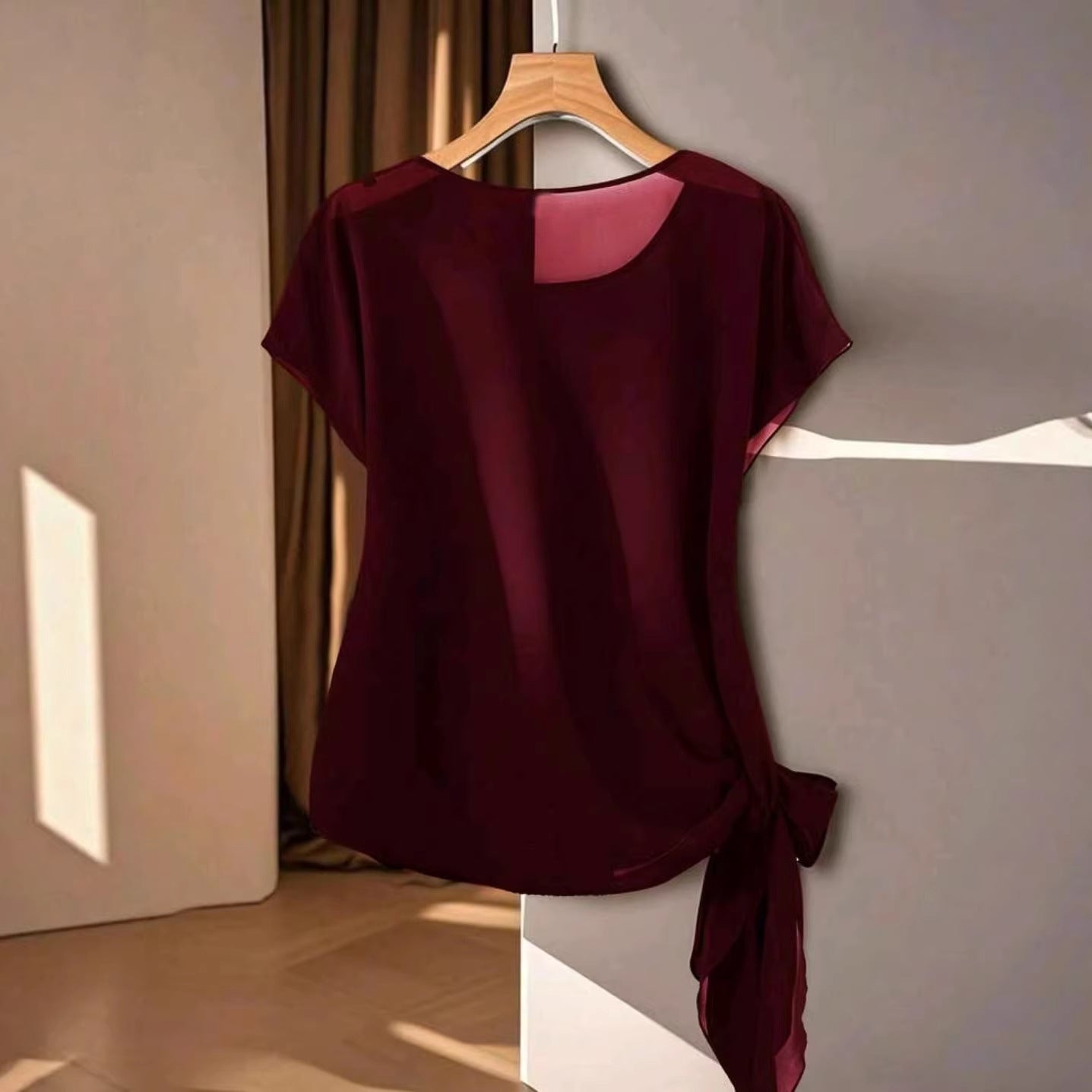 Camiseta de cuello redondo ligera para mujer, nueva colección de verano.