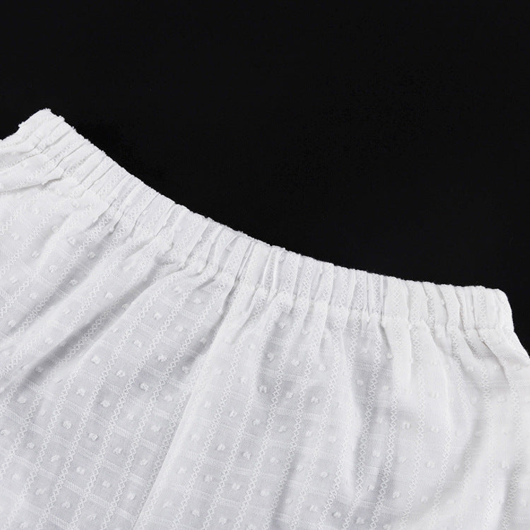 Conjunto Dos Piezas Top Algodón Cuello V Volantes y Pantalón Holgado Mujer