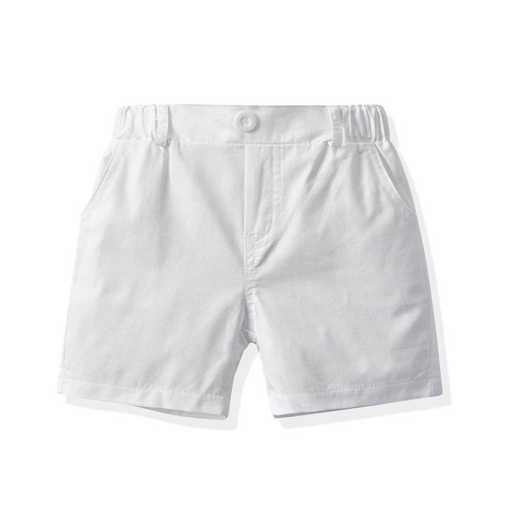 Pantalones Cortos Casuales de Algodón para Bebé Niño — Color Liso