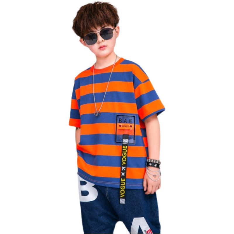 Ropa Infantil Holgada a Rayas de Algodón Puro para Niños