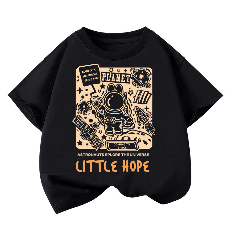Camiseta de manga corta holgada de algodón para niño