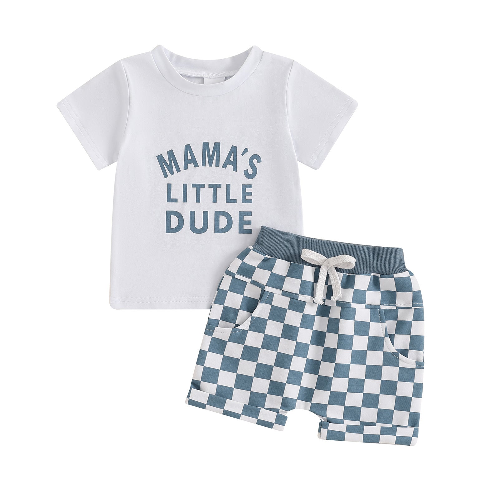 Conjunto Informal de Manga Corta con Estampado de Letras para Niños — Moderno y Cómodo