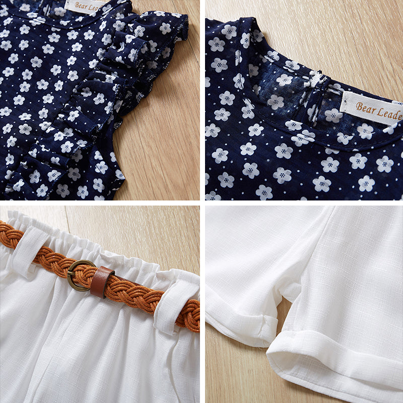 Conjunto Dos Piezas Manga Corta y Short para Niñas — Algodón