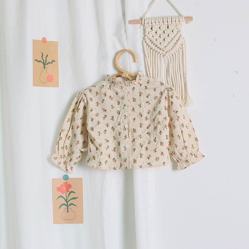 Vestido bebé niña de lino y algodón — estampado floral con tirantes