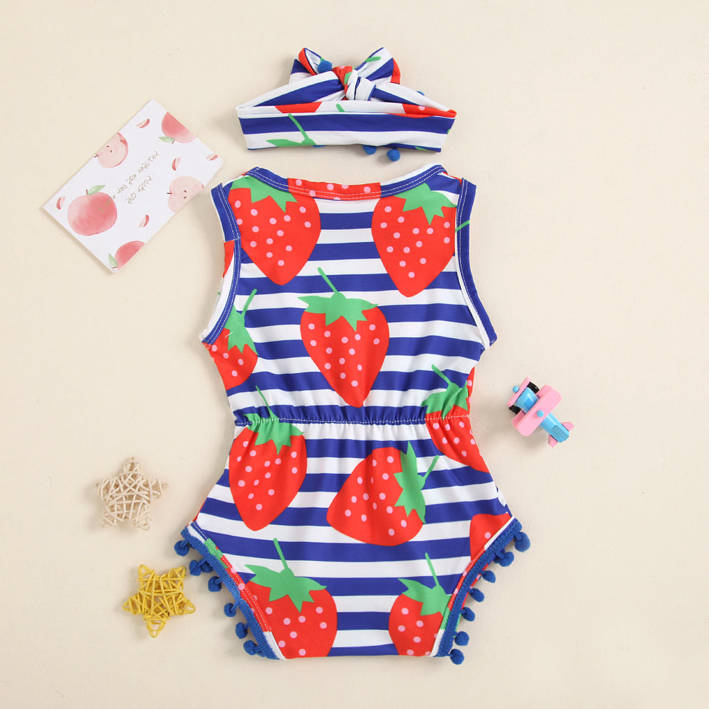 Body para Bebé Niña con Estampado de Escamas y Fresas — Seda de Leche
