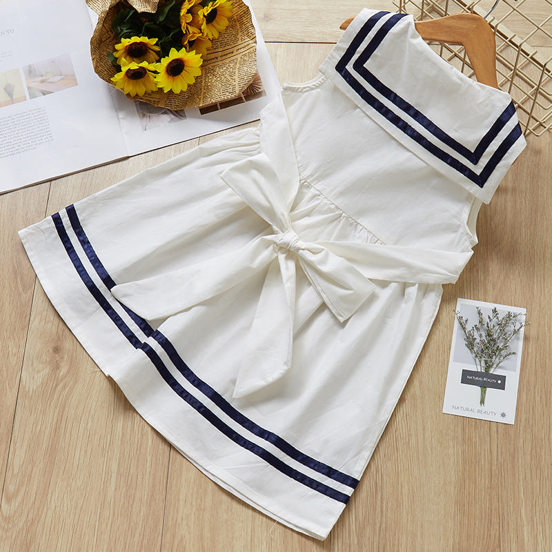 Vestido de Marinera Blanco y Azul Marino para Niñas