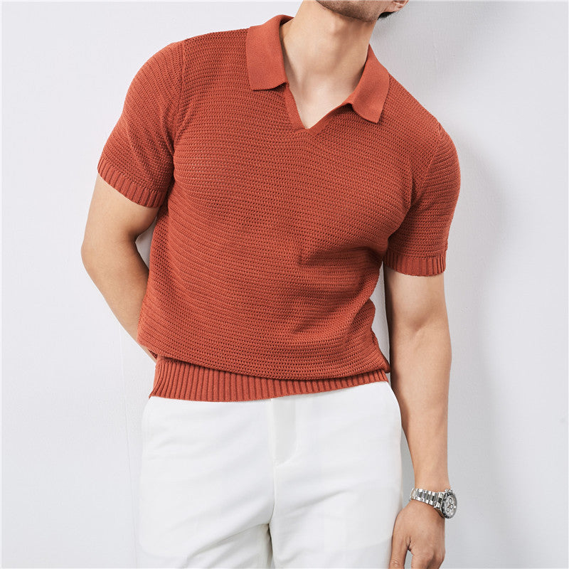 Polo de manga corta de punto liso para hombre