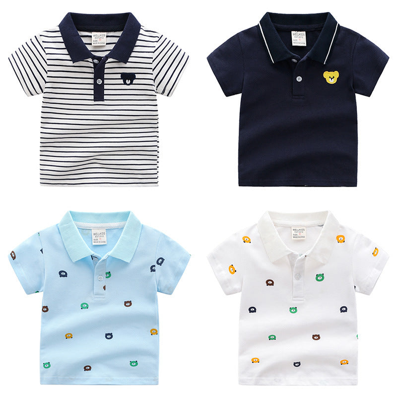 Polo Infantil de Manga Corta con Estampado de Dibujos Animados — Algodón