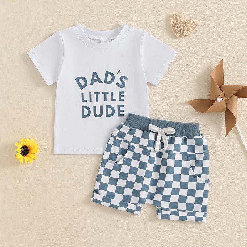 Conjunto Informal de Manga Corta con Estampado de Letras para Niños — Moderno y Cómodo
