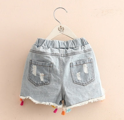 Pantalones cortos vaqueros niña — denim verano tallas 110–160 cm