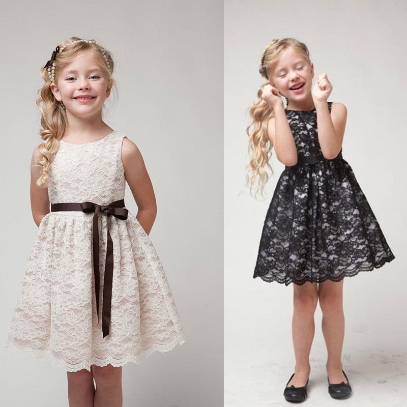 Vestido de Encaje Estilo Princesa para Niñas — Algodón