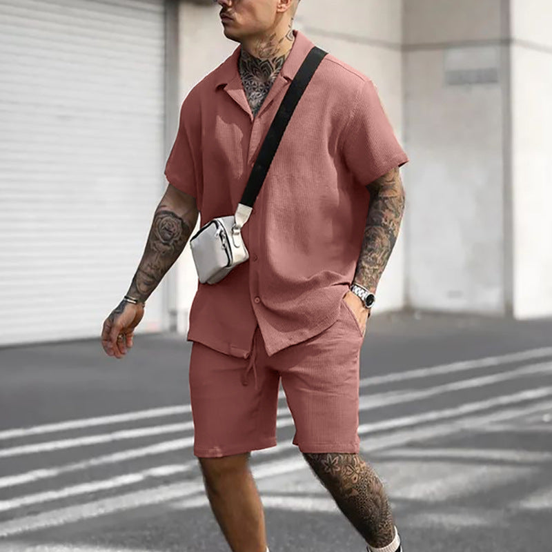 Traje de polo de manga corta para hombre, informal y cómodo.