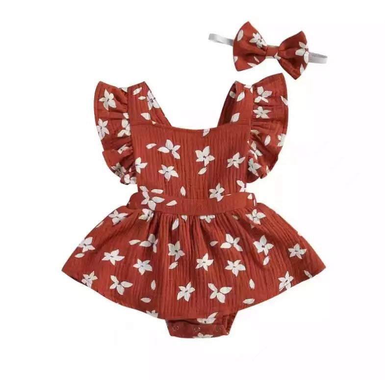 Pelele para Niña con Estampado y Lazo — Algodón Bebé