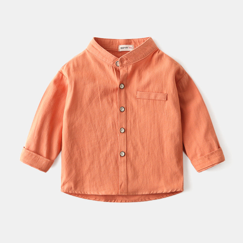 Camisa de Niño Color Liso con Cuello Alto — Moda Infantil