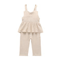 Girls' Cotton and Linen Summer Jumpsuits.