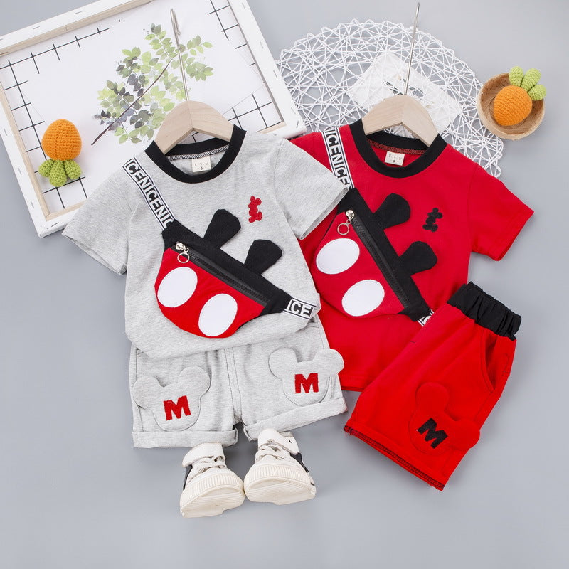 Two-piece cartoon baby outfit.