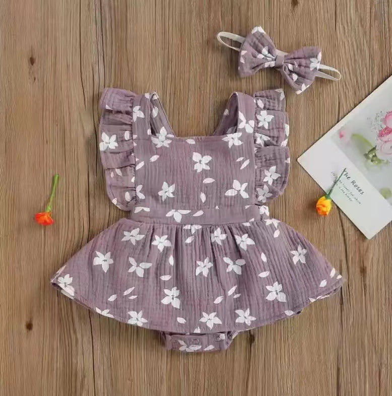 Pelele para Niña con Estampado y Lazo — Algodón Bebé