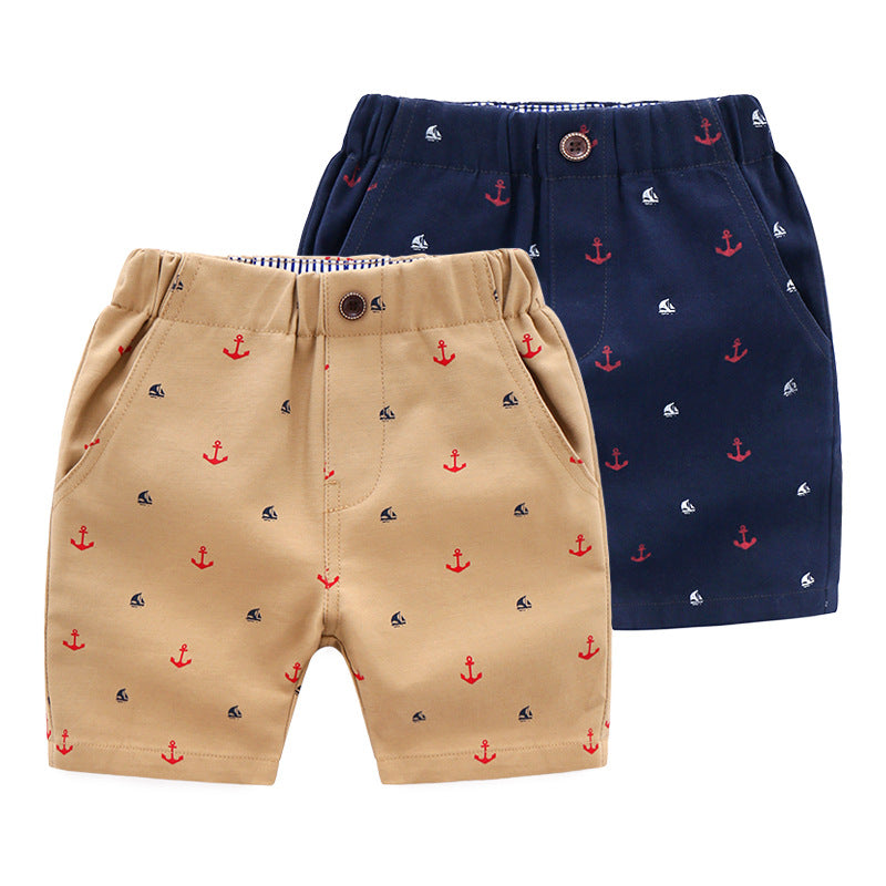 Pantalones Cortos con Estampado de Anclas para Niños — Algodón 95% Verano