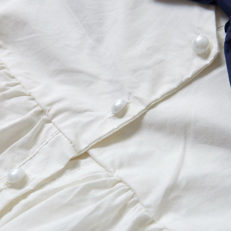 Vestido de Marinera Blanco y Azul Marino para Niñas