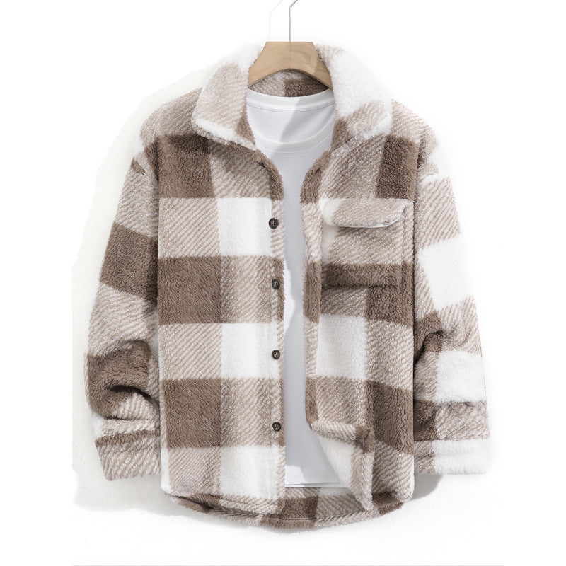 Chaqueta de forro polar gruesa, informal y versátil para hombre.