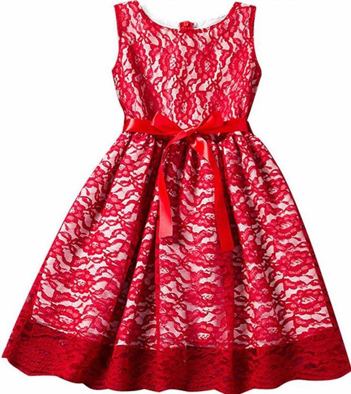 Vestido de Encaje Estilo Princesa para Niñas — Algodón