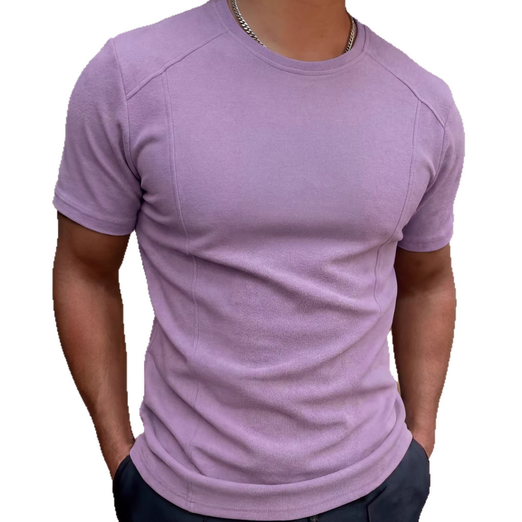 Camiseta Manga Corta Hombre Color Liso — Poliéster Slim Fit