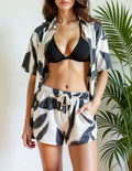 Conjunto de camisa y shorts estampados cómodos e informales para mujer, ideal para vacaciones