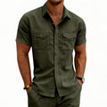 Camisa de manga corta con solapa, estilo casual y holgado, para hombre, ideal para el trabajo.