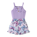 Conjunto Dos Piezas Niña Shorts Morados con Mariposas — Verano