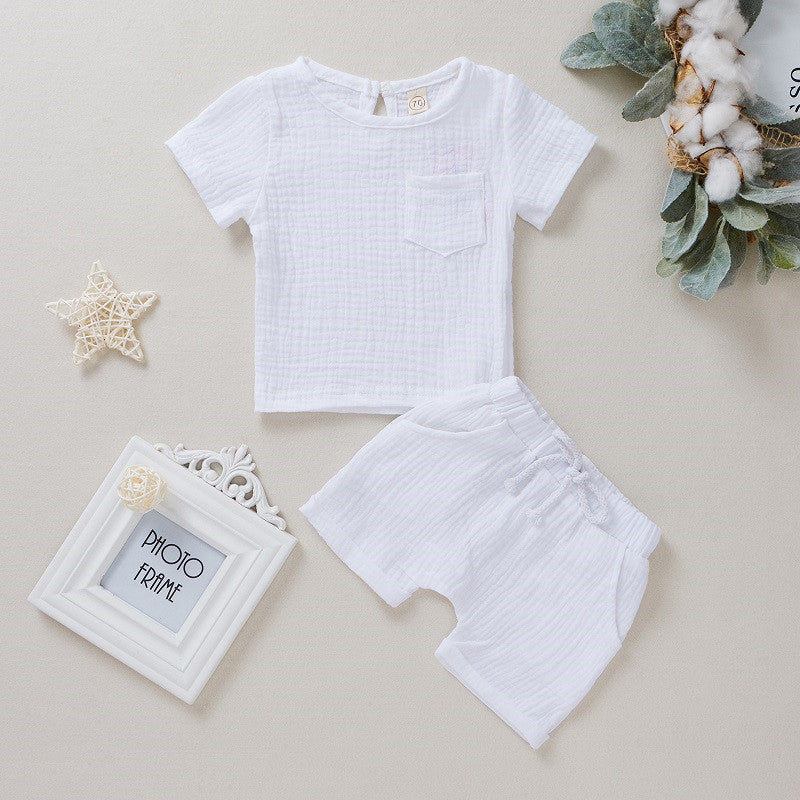 Conjunto de Dos Piezas de Manga Corta y Pantalón Corto de Algodón para Niños