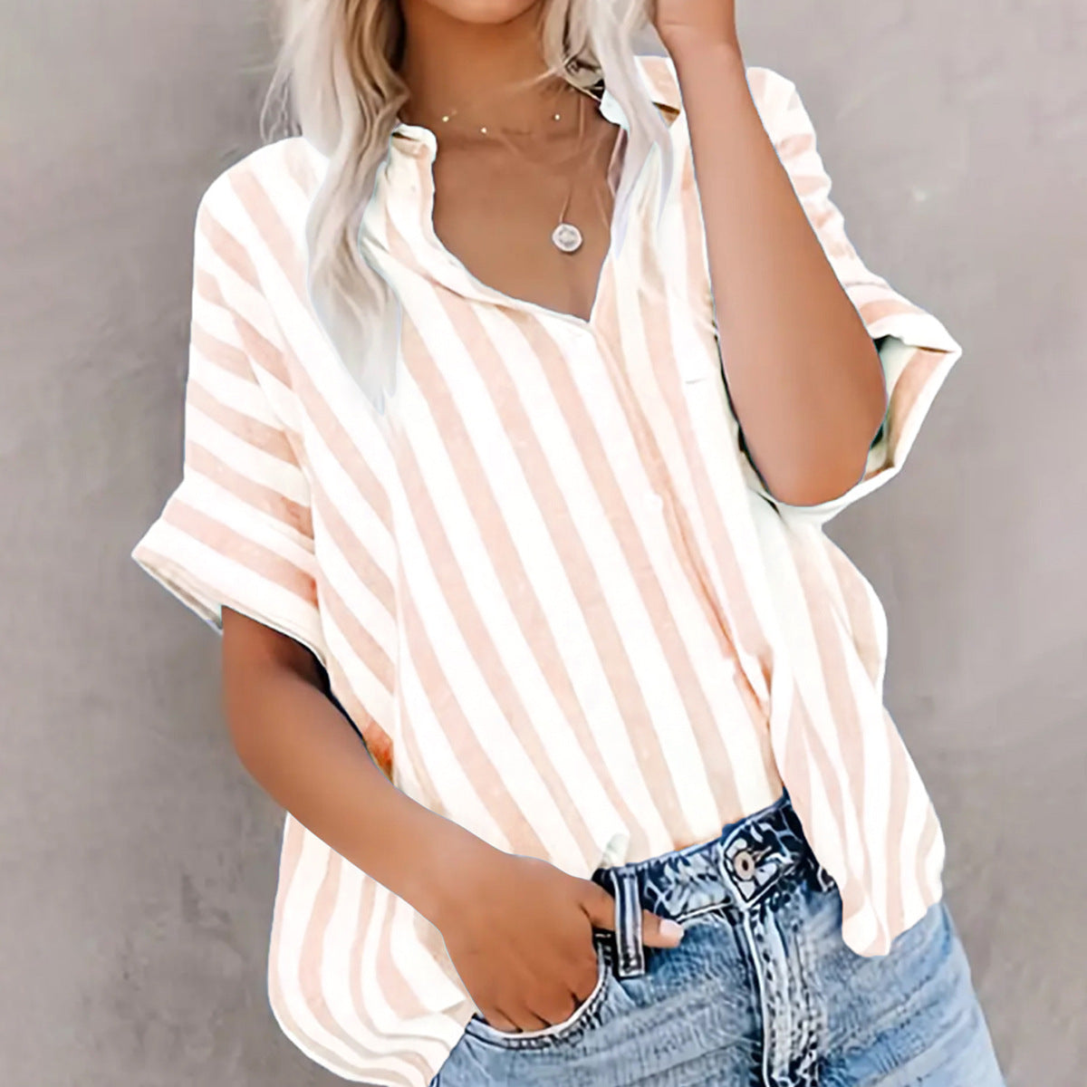 Cárdigan holgado de rayas bicolor para mujer