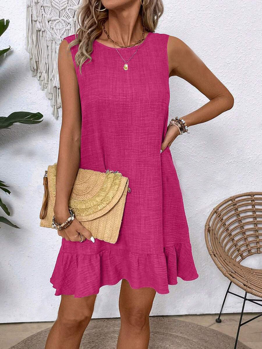 Vestido holgado informal estilo swing tipo camiseta para mujer