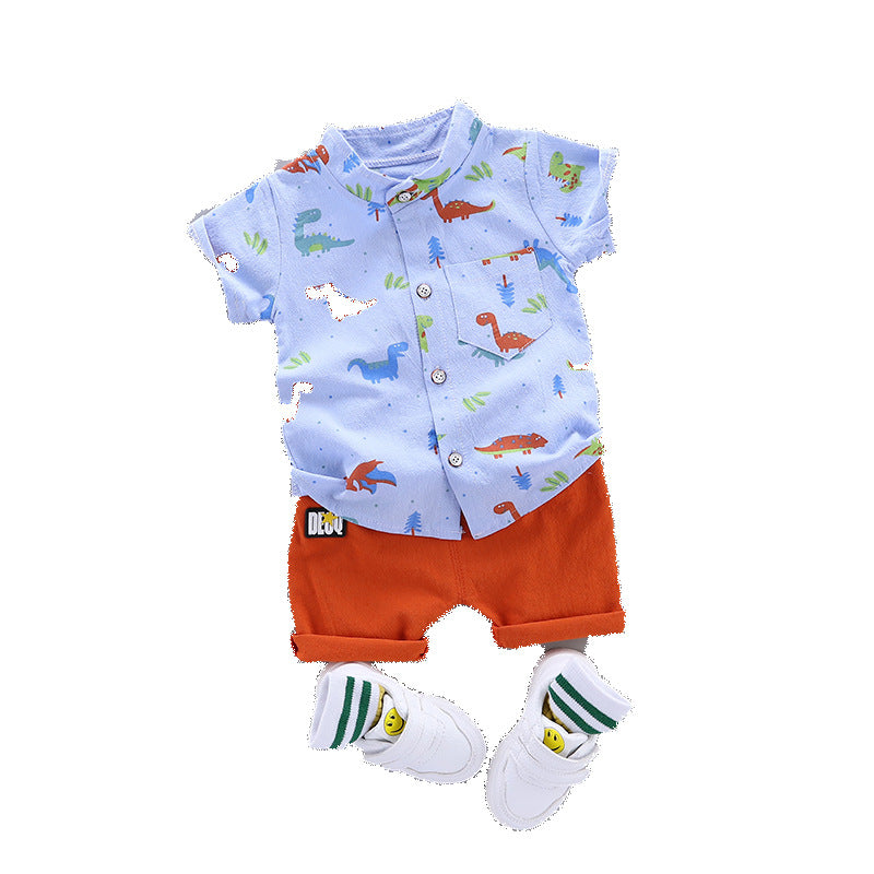 Conjunto Manga Corta Estampado Integral Dinosaurios para Niños