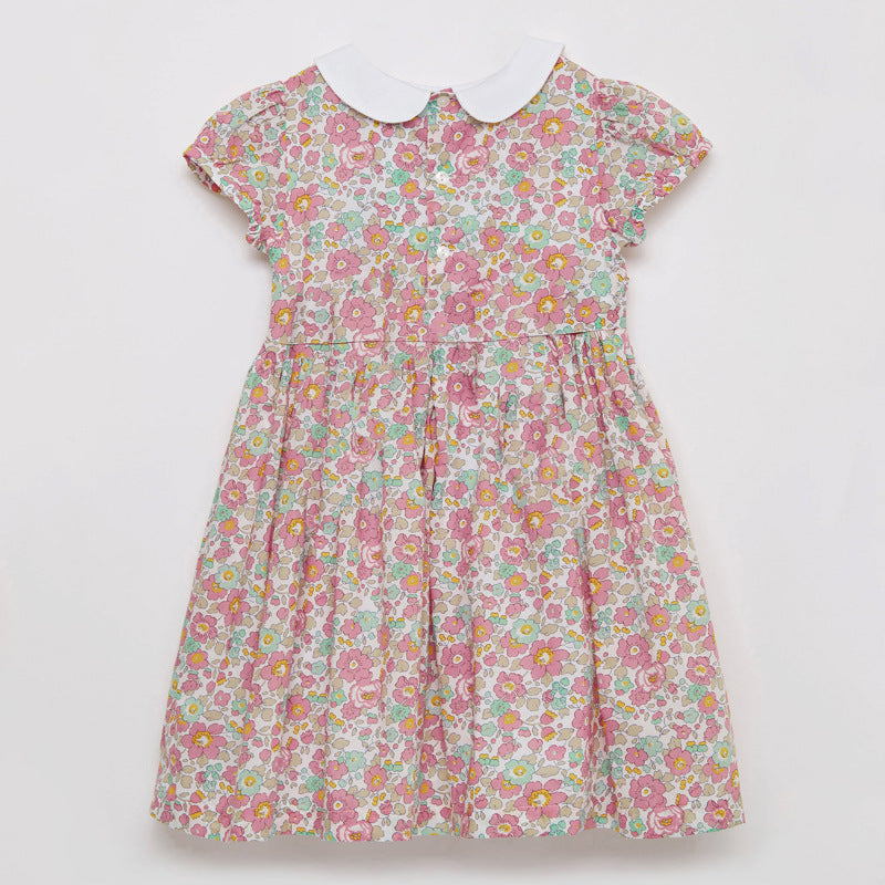 Vestido Manga Corta Estilo Princesa para Niña — Algodón 100%
