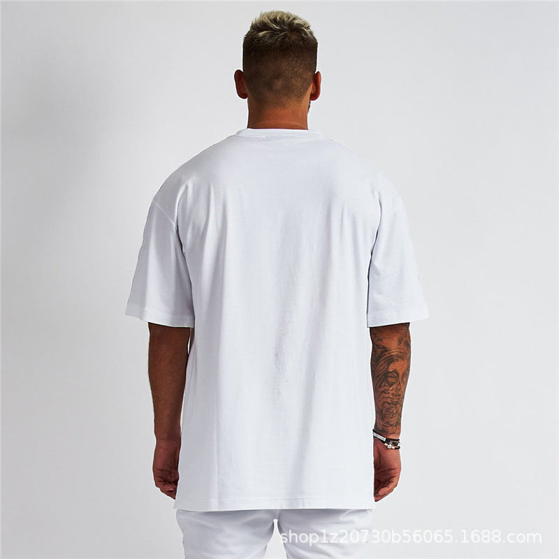 Camiseta de manga corta para hombre, de algodón puro y corte holgado